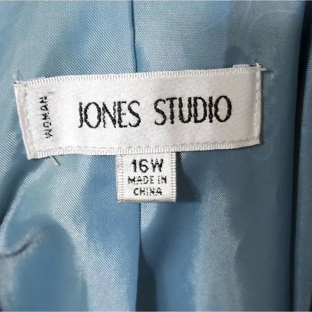 Jones‎ Studio satin belted shawl collar midi party dress plus size 16W
